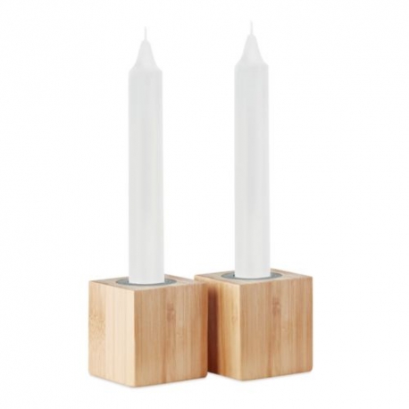 PYRAMIDE 2 bougies et support en bambou