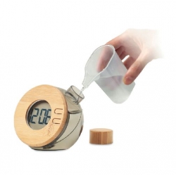 Water powered bamboo LCD clock DROPPY LUX